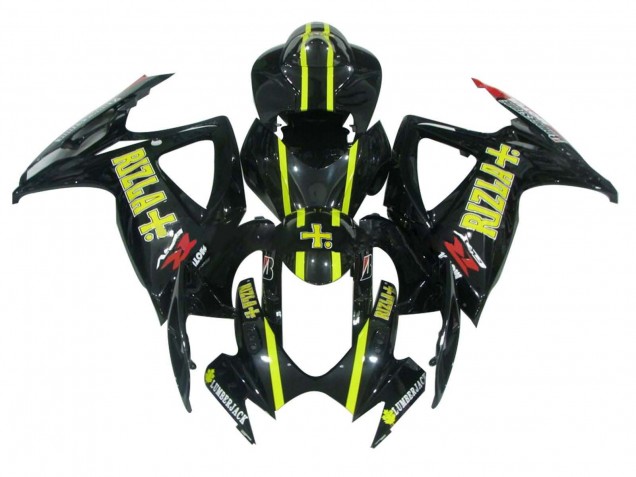 Preisgünstige Suzuki GSXR 600 / GSXR 750 Motorrad Verkleidung 2006-2007 - Glanzendes Schwarz Gelb Rizla