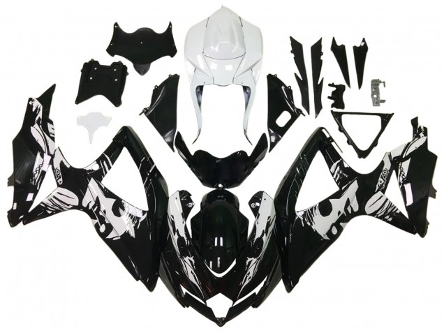Preisgünstige Suzuki GSXR 600 / GSXR 750 Motorrad Verkleidung 2006-2007 - Glanzendes Schwarz Weiss