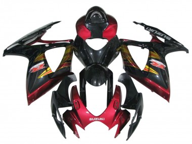 Preisgünstige Suzuki GSXR 600 / GSXR 750 Motorrad Verkleidung 2006-2007 - Glanzendes Schwarz Rot Gold