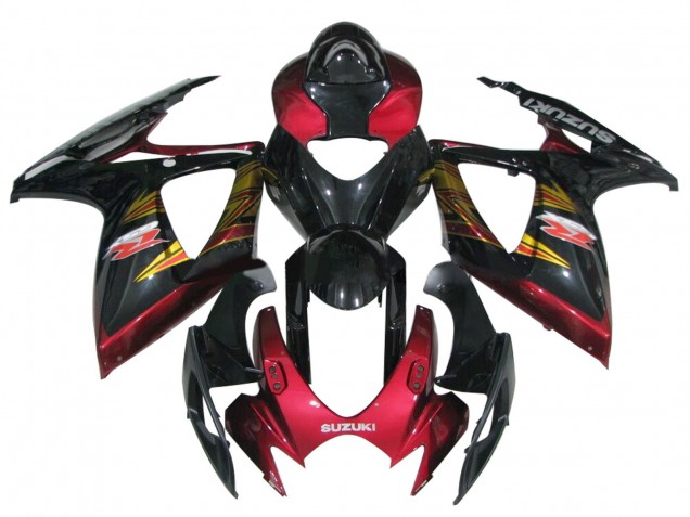 Preisgünstige Suzuki GSXR 600 / GSXR 750 Motorrad Verkleidung 2006-2007 - Glanzendes Schwarz Rot Gold