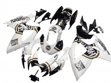 Preisgünstige Suzuki GSXR 600 / GSXR 750 Motorrad Verkleidung 2006-2007 - Weiss Schwarz Lucky Strike Motul