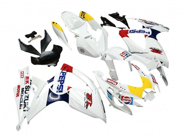 Preisgünstige Suzuki GSXR 600 / GSXR 750 Motorrad Verkleidung 2006-2007 - Weiss Rot Gelb Motul