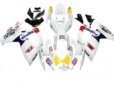 Preisgünstige Suzuki GSXR 600 / GSXR 750 Motorrad Verkleidung 2006-2007 - Weiss Rot Gelb Motul