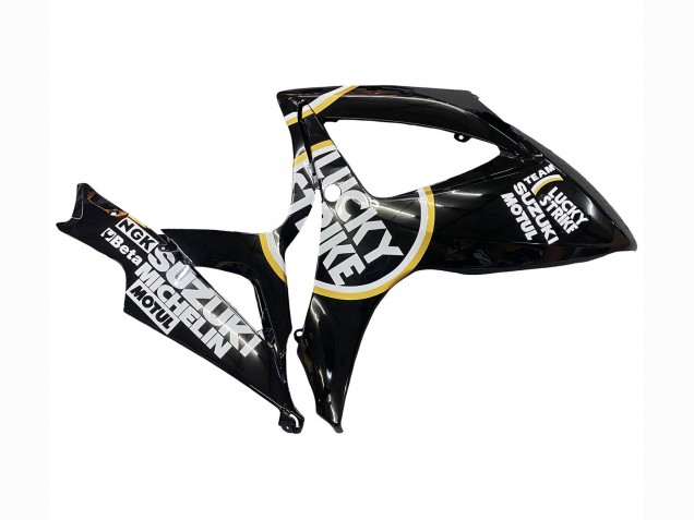Preisgünstige Suzuki GSXR 600 / GSXR 750 Motorrad Verkleidung 2006-2007 - Glanzendes Schwarz Weiss Motul Lucky Strike