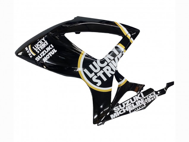 Preisgünstige Suzuki GSXR 600 / GSXR 750 Motorrad Verkleidung 2006-2007 - Glanzendes Schwarz Weiss Motul Lucky Strike
