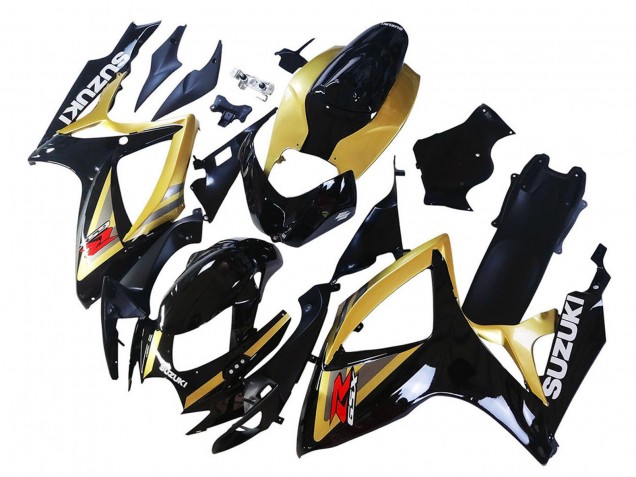 Preisgünstige Suzuki GSXR 600 / GSXR 750 Motorrad Verkleidung 2006-2007 - Gold Glanzendes Schwarz Rot