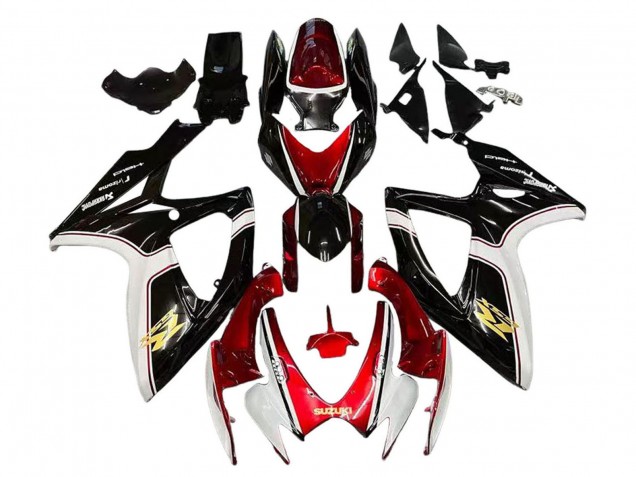 Preisgünstige Suzuki GSXR 600 / GSXR 750 Motorrad Verkleidung 2006-2007 - Rot Weiss Schwarz Gelb