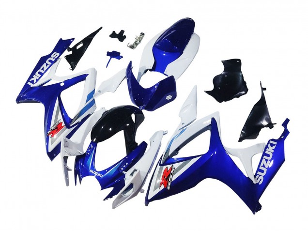 Preisgünstige Suzuki GSXR 600 / GSXR 750 Motorrad Verkleidung 2006-2007 - Weiss Blau Glanzendes Schwarz Rot