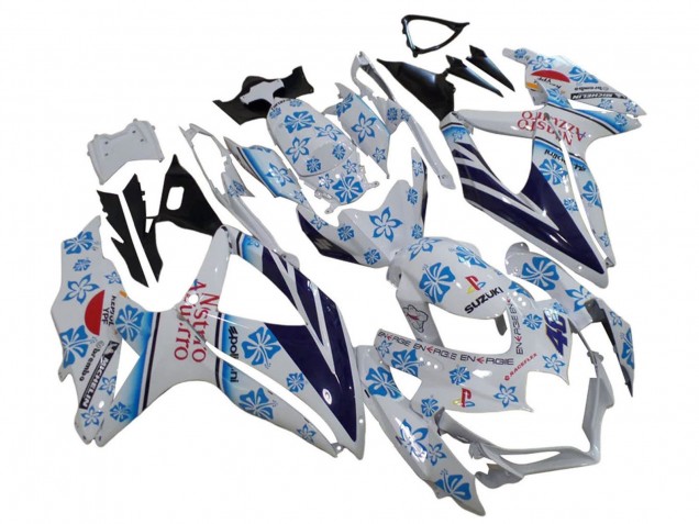 Preisgünstige Suzuki GSXR 600 / GSXR 750 Motorrad Verkleidung 2006-2007 - Weiss Blau Schwarz Rot Nastro Azzurro