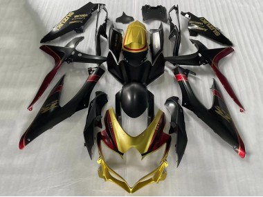 Preisgünstige Suzuki GSXR 600 / GSXR 750 Motorrad Verkleidung 2006-2007 - Gold Matt Schwarz Rot
