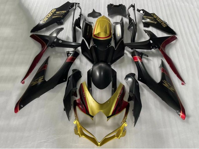 Preisgünstige Suzuki GSXR 600 / GSXR 750 Motorrad Verkleidung 2006-2007 - Gold Matt Schwarz Rot