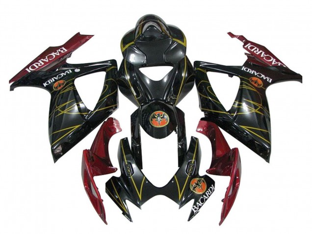 Preisgünstige Suzuki GSXR 600 / GSXR 750 Motorrad Verkleidung 2006-2007 - Glanzendes Schwarz Rot Gold