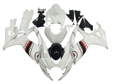 Preisgünstige Suzuki GSXR 600 / GSXR 750 Motorrad Verkleidung 2006-2007 - Weiss Rot Schwarz Hai