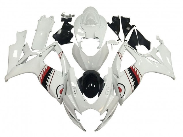 Preisgünstige Suzuki GSXR 600 / GSXR 750 Motorrad Verkleidung 2006-2007 - Weiss Rot Schwarz Hai