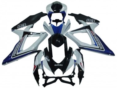 Preisgünstige Suzuki GSXR 600 / GSXR 750 Motorrad Verkleidung 2008-2010 - Weiss Blau Glanzendes Schwarz Alstare