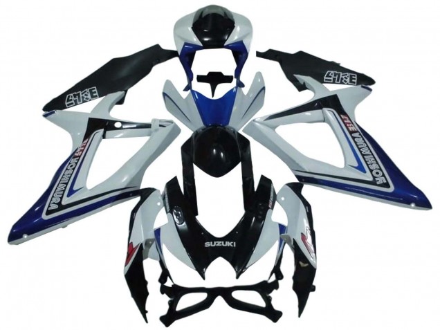 Preisgünstige Suzuki GSXR 600 / GSXR 750 Motorrad Verkleidung 2008-2010 - Weiss Blau Glanzendes Schwarz Alstare