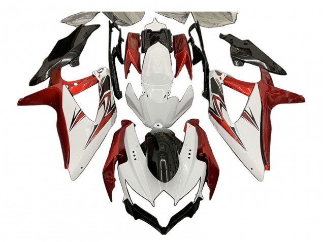 Preisgünstige Suzuki GSXR 600 / GSXR 750 Motorrad Verkleidung 2008-2010 - Weiss Orange Glanzendes Schwarz