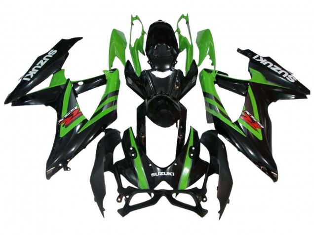 Preisgünstige Suzuki GSXR 600 / GSXR 750 Motorrad Verkleidung 2008-2010 - Grun Glanzendes Schwarz