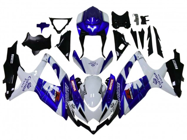 Preisgünstige Suzuki GSXR 600 / GSXR 750 Motorrad Verkleidung 2008-2010 - Weiss Blau Matt Schwarz Rot Motul