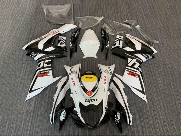 Preisgünstige Suzuki GSXR 600 / GSXR 750 Motorrad Verkleidung 2008-2010 - Weiss Gelb Schwarz Tyco
