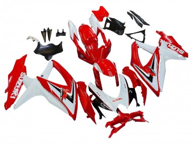 Preisgünstige Suzuki GSXR 600 / GSXR 750 Motorrad Verkleidung 2008-2010 - Weiss Rot Schwarz
