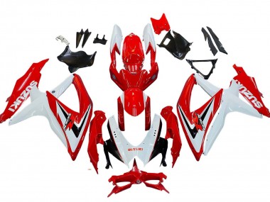 Preisgünstige Suzuki GSXR 600 / GSXR 750 Motorrad Verkleidung 2008-2010 - Weiss Rot Schwarz