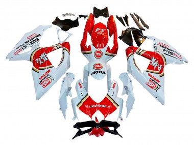 Preisgünstige Suzuki GSXR 600 / GSXR 750 Motorrad Verkleidung 2008-2010 - Weiss Rot Motul Lucky Strike