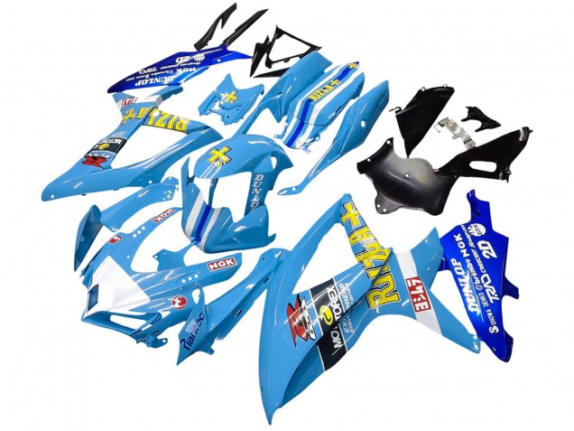 Preisgünstige Suzuki GSXR 600 / GSXR 750 Motorrad Verkleidung 2008-2010 - Blau Gelb Rizla