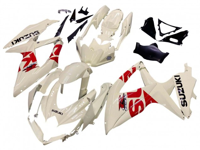 Preisgünstige Suzuki GSXR 600 / GSXR 750 Motorrad Verkleidung 2008-2010 - Creme Weiss Rot Schwarz