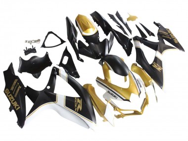 Preisgünstige Suzuki GSXR 600 / GSXR 750 Motorrad Verkleidung 2008-2010 - Matt Schwarz Weiss Gold