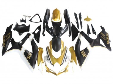 Preisgünstige Suzuki GSXR 600 / GSXR 750 Motorrad Verkleidung 2008-2010 - Matt Schwarz Weiss Gold
