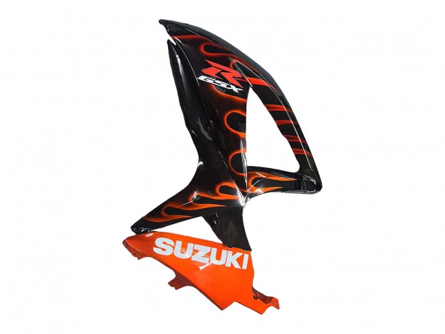Preisgünstige Suzuki GSXR 600 / GSXR 750 Motorrad Verkleidung 2008-2010 - Glanzendes Schwarz Orange Flamme