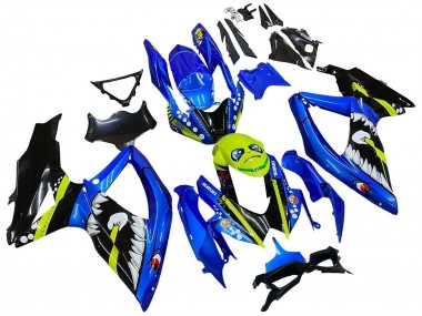 Preisgünstige Suzuki GSXR 600 / GSXR 750 Motorrad Verkleidung 2008-2010 - Blau Fluoreszierendes Grun Hai