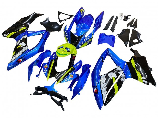 Preisgünstige Suzuki GSXR 600 / GSXR 750 Motorrad Verkleidung 2008-2010 - Blau Fluoreszierendes Grun Hai