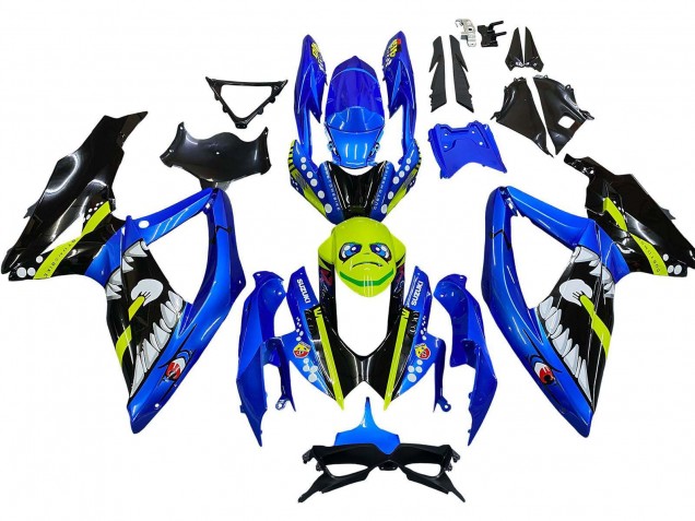 Preisgünstige Suzuki GSXR 600 / GSXR 750 Motorrad Verkleidung 2008-2010 - Blau Fluoreszierendes Grun Hai