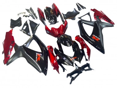 Preisgünstige Suzuki GSXR 600 / GSXR 750 Motorrad Verkleidung 2008-2010 - Rot Glanzendes Schwarz