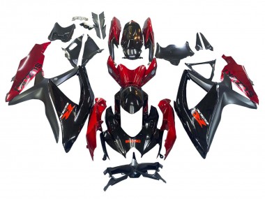 Preisgünstige Suzuki GSXR 600 / GSXR 750 Motorrad Verkleidung 2008-2010 - Rot Glanzendes Schwarz
