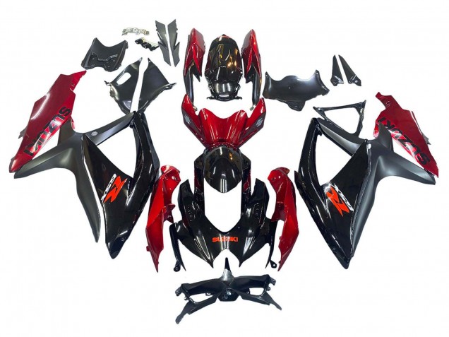 Preisgünstige Suzuki GSXR 600 / GSXR 750 Motorrad Verkleidung 2008-2010 - Rot Glanzendes Schwarz