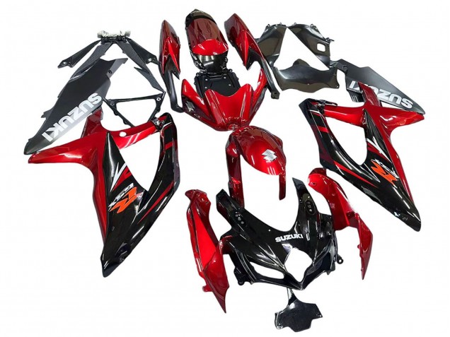 Preisgünstige Suzuki GSXR 600 / GSXR 750 Motorrad Verkleidung 2008-2010 - Rot Glanzendes Schwarz