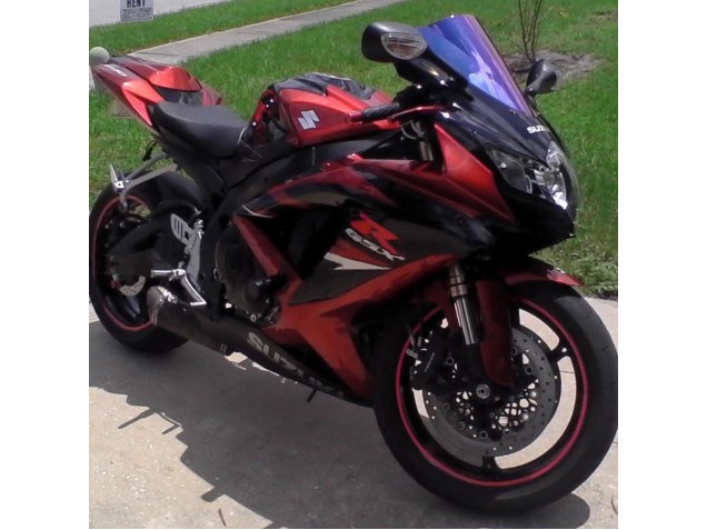 Preisgünstige Suzuki GSXR 600 / GSXR 750 Motorrad Verkleidung 2008-2010 - Rot Glanzendes Schwarz
