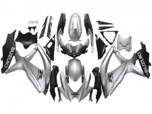 Preisgünstige Suzuki GSXR 600 / GSXR 750 Motorrad Verkleidung 2008-2010 - Silber Matt Schwarz
