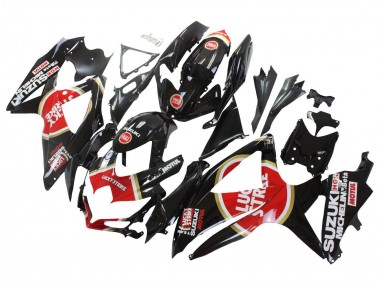 Preisgünstige Suzuki GSXR 600 / GSXR 750 Motorrad Verkleidung 2008-2010 - Glanzendes Schwarz Rot Weiss Motul Lucky Strike