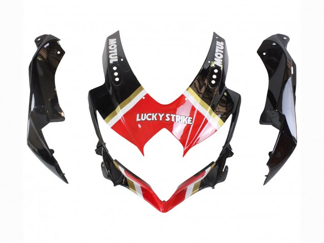 Preisgünstige Suzuki GSXR 600 / GSXR 750 Motorrad Verkleidung 2008-2010 - Glanzendes Schwarz Rot Weiss Motul Lucky Strike