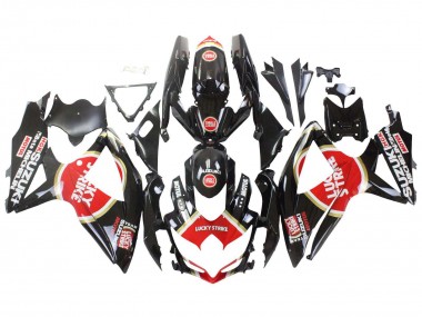Preisgünstige Suzuki GSXR 600 / GSXR 750 Motorrad Verkleidung 2008-2010 - Glanzendes Schwarz Rot Weiss Motul Lucky Strike
