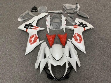Preisgünstige Suzuki GSXR 600 / GSXR 750 Motorrad Verkleidung 2008-2010 - Weiss Rot Lipstick