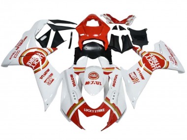 Preisgünstige Suzuki GSXR 600 / GSXR 750 Motorrad Verkleidung 2008-2010 - Weiss Rot Lucky Strike