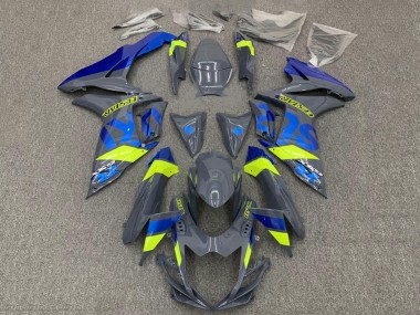 Preisgünstige Suzuki GSXR 600 / GSXR 750 Motorrad Verkleidung 2011-2024 - Dunkel Nardo Grau Blau Fluoreszierendes Gelb