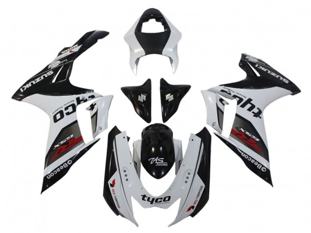 Preisgünstige Suzuki GSXR 600 / GSXR 750 Motorrad Verkleidung 2011-2024 - Weiss Schwarz Tyco Leuchtfeuer