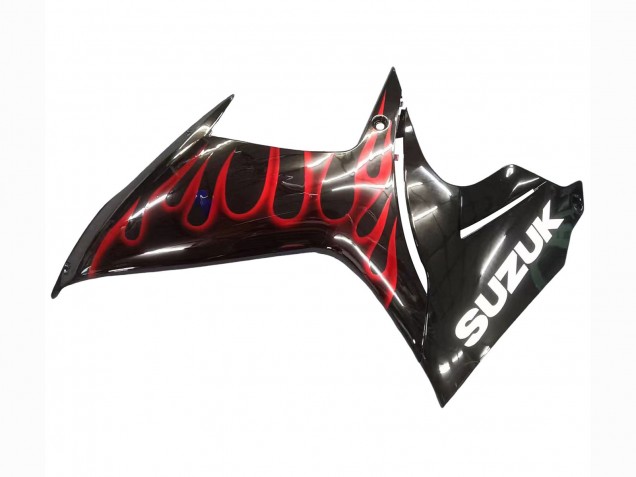 Preisgünstige Suzuki GSXR 600 / GSXR 750 Motorrad Verkleidung 2011-2024 - Glanzendes Schwarz Rot Flamme