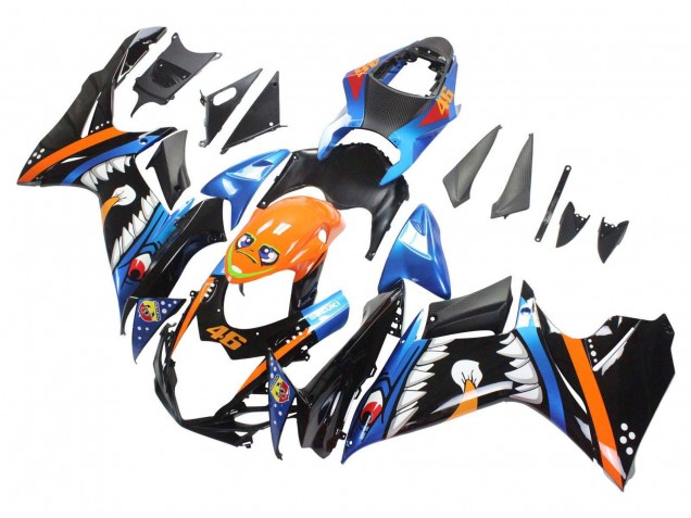 Preisgünstige Suzuki GSXR 600 / GSXR 750 Motorrad Verkleidung 2011-2024 - Hellblau Orange Schwarz Weiss Hai 46